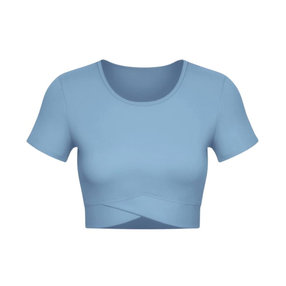 NWT Sky Blue Seamless Crop Top Y2K Pilates Gym Athleisure Bralette